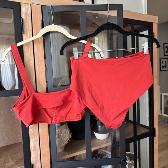Andie Swim Bikini set The Snap scoop top high rise Bottom Eco Nylon Chili Pepper - Picture 11 of 13